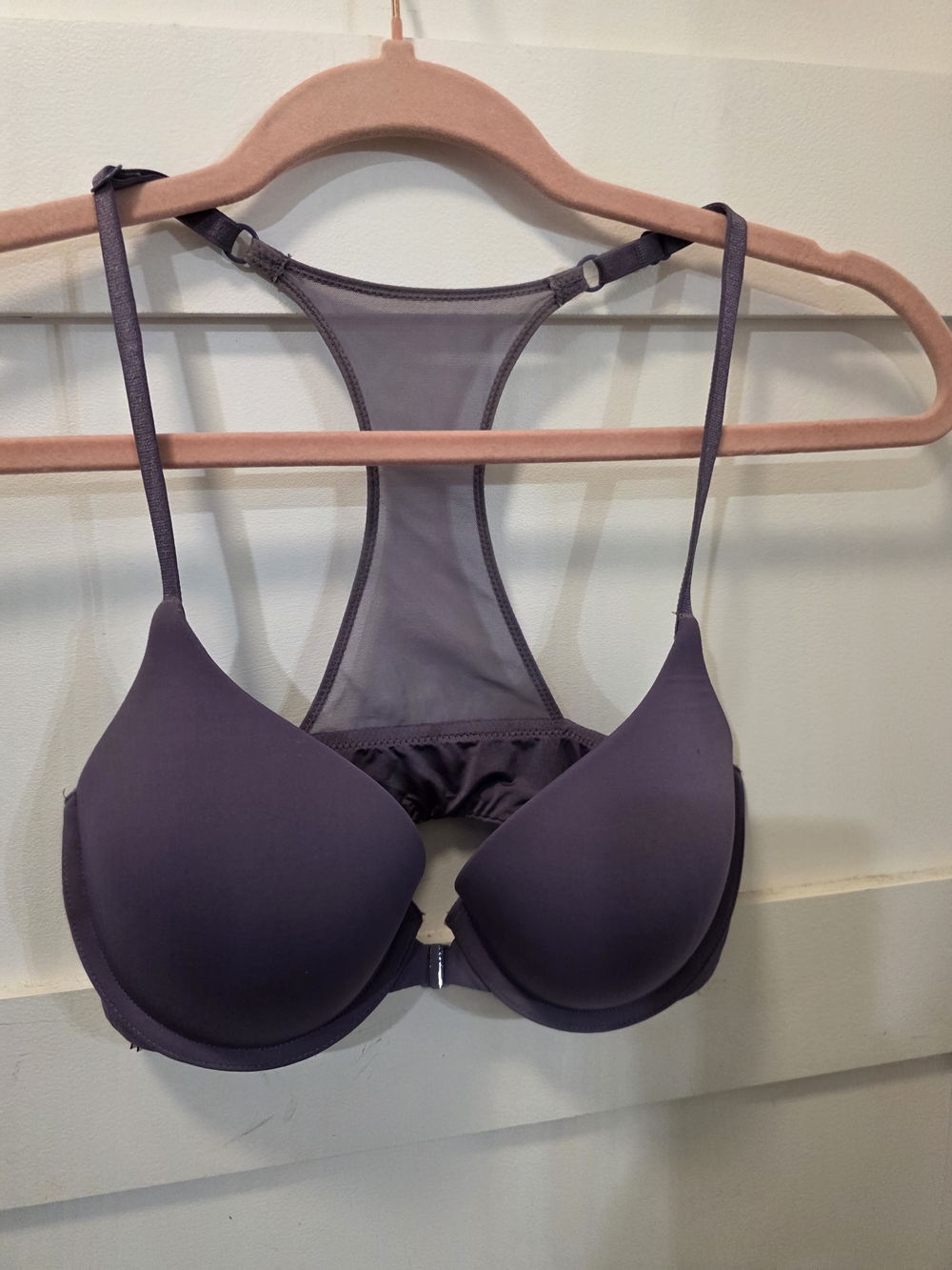 Victoria's Secret Perfect Shape Racerback Bra in Deep Plum, Front Closure 32D